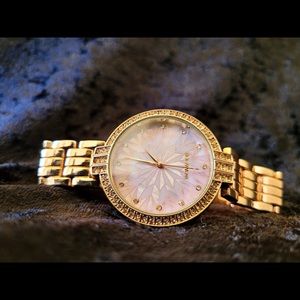 Stainless steel rose gold crystal watch